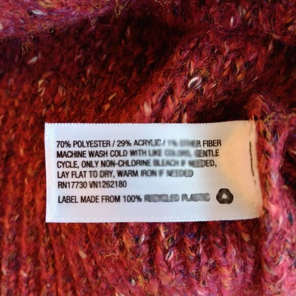 A New Day Size S Rust Multi-Color Cable Knit Crew Neck Pullover Chunky Sweater - Picture 5 of 7